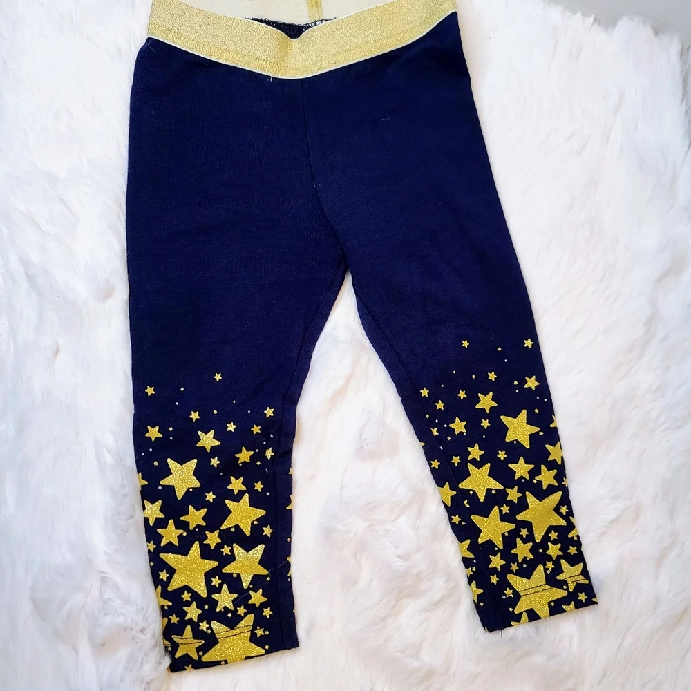 LOT OF 2 Carters Gold Sparkly leggings girls 12&18 months